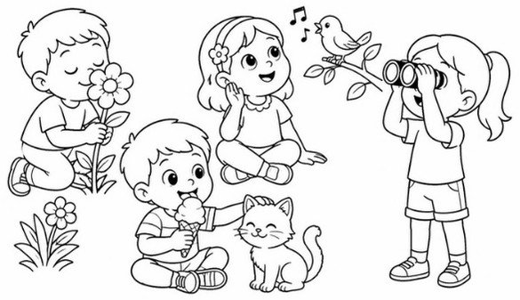 Ficha de los cinco sentidos para 1.º de Primaria (con soluciones)
