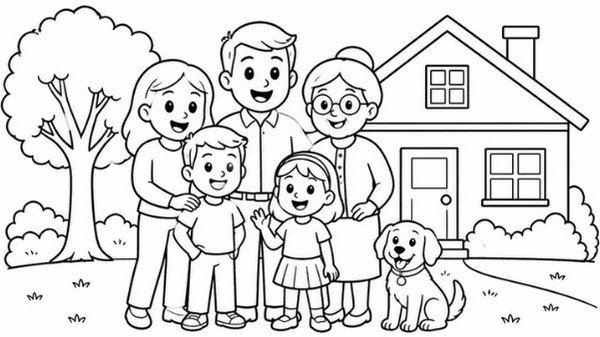 Ficha de la familia y la casa para 1.º de Primaria (con soluciones)