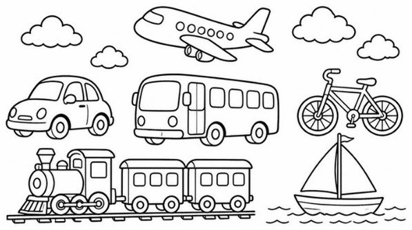Ficha de los medios de transporte para 2.º de Primaria